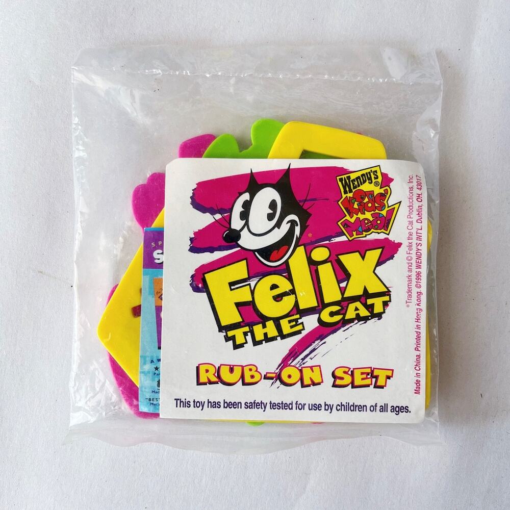 Vintage 1996 Felix the Cat Rub-On Set Wendy's Kids Meal Toy